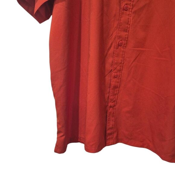 Columbia Men's Dark Orange Red Polyester Button Down Outdoor Quick Dry Ventilate - Picture 6 of 11